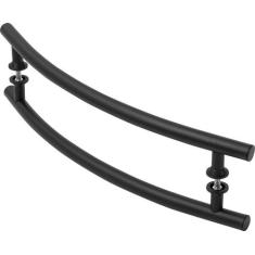 Puxador De Porta Tubular Curvo Lateral Preto 80cm - MetalCromo