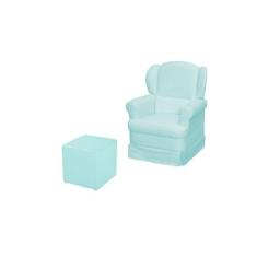 Poltrona de Amamentação com Balanço e Puff Sabrina Azul Bebê - Phoenix