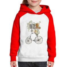 Moletom Infantil Bicicleta e Livros - Foca na Moda, Branco, Vermelho, 