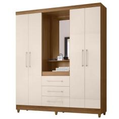 Guarda Roupa Capelinha Lyon Solteiro com Espelho 4 Portas 3 Gavetas Ru
