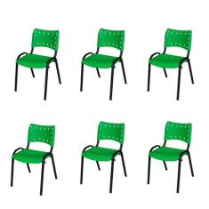 Kit Com 6 Cadeiras ISO Empilhável Tubo Oblongo Para Escritório Igreja 