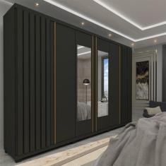 Guarda Roupa Casal Ripado 6 Portas 4 Gavetas com Espelho Absolut New 1