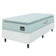 Cama Box Solteiro Colchão Espuma D45 Lazio Pillow Top 88x188x62cm Branco Hellen – Suporta Até 150 Kg Por Pessoa