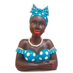 Boneca Namoradeira Grande Com Laço No Cabelo - Azul Claro - Retrofenna