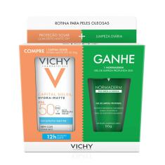 Kit Vichy Protetor Solar Facial Capital Soleil Hydra-Matt FPS50 Sem Cor 30g + Gel De Limpeza Profunda Normaderm 50g