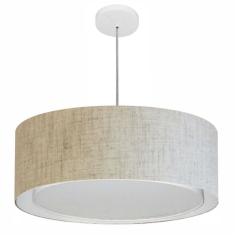 Lustre Pendente Cilíndrico Duplo Md-4297 Cúpula em Tecido 60x25cm Rustico Bege - Bivolt