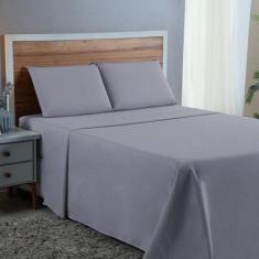 Kit Lençol Casal 300 Fios Algodão 4 Peças Jogo Forro de Cama Box Extra