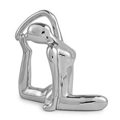 Escultura Yoga Prata em Porcelana