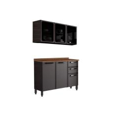 Cozinha Modulada Bertolini Estilo 2 Peças (1 Armário + 1 Balcão) C2P13 Cinza/Grafite