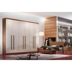 Guarda Roupa Casal 6 Portas E 4 Gavetas Bahia Naturale-Off White - Rufato