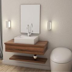 Bancada para Banheiro 80cm com Cuba Q39 e Prateleira 805W Metrópole Compace Nogal