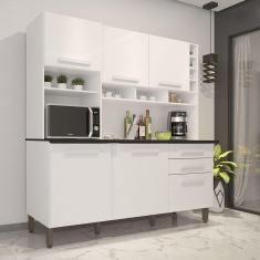 Cozinha Compacta 6 Portas 2 Gavetas Alexia 182cm IMOP Móveis Branco Neve