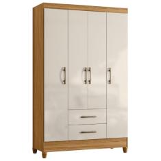 Guarda Roupas Solteiro 4 Portas 2 Gavetas Paraty Moval (Freijó/Off white)