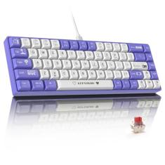 ATTACK SHARK AK680 Teclado Mecânico 60% com Fio, Hot-Swappable, RGB, Impressão UV, Controle de Som EVA, Anti-Ghosting, Programável, switch vermelho para Windows/Mac,Roxo e Branco
