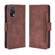 Capa com compartimento para cartão para Oppo Realme X7 Pro, capa flip carteira com suporte de couro para Oppo Realme X7 Pro, capa magnética retrô para celular, capa carteira com compartimentos para