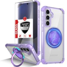 IYTRRYH Capa para Samsung Galaxy S24 FE compatível com carregamento magnético sem fio com 2 protetores de tela, capa para Galaxy S24 FE, anel de suporte embutido, proteção contra quedas de grau