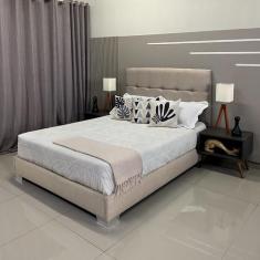 Cama King Prática E Versátil, Desmontável Com Cabeceira Berlim Linho B