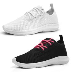 Kit 2 Tênis Feminino Moderno Leve Confortavel Caminhada - EXP, 35, Bra