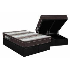 Cama Box Baú Queen: Colchão Ortopédico Ortobom Light + Base CRC Suede 