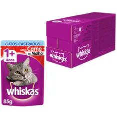 Ração Úmida Whiskas Sachê Carne ao Molho para Gatos Adultos Castrados 