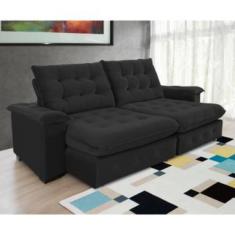 Sofá Coliseu 2.30m Retrátil E Reclinável Super Pillow - Preto