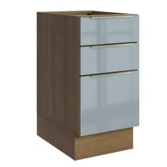 Balcão Madesa Lux 40 cm 3 Gavetas (Sem Tampo) - Rustic/Cinza, Rustic/C