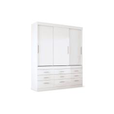 Guarda Roupa Casal 3 Portas de Correr e 9 Gavetas Click 3.9 Branco - Santos Andirá
