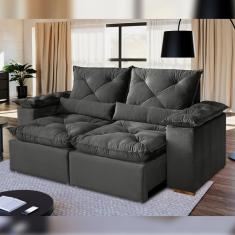 Sofá Retrátil E Reclinável 3 Lugares 196cm Londres Cinza