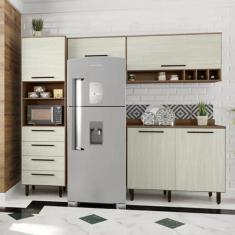 Cozinha Compacta 4 Peças 5 Portas 4 Gavetas Evolution Plus Tannat/legno Crema