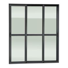 Porta De Correr 3 Folhas Moveis Sequenciais 210 X 180 Elite Com Fecho Automático Vidro Liso Preto