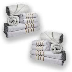 Jogo De Toalhas 12pcs - 4 Banhos 4 Rosto 4 Tapetes Branco