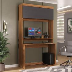 Escrivaninha Para Computador Viena 1 Porta Espresso Móveis Nogal-grafite