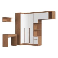 Guarda-roupa Solteiro Modulado 6 Peças Infinity Cedro/Branco Line