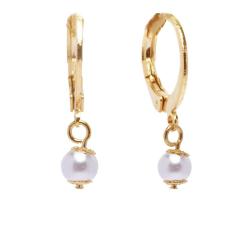 Brinco De Argolinha Perola Delicada Folheado A Ouro 18K