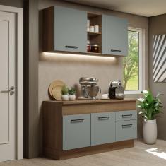 Cozinha Compacta Madesa Agata 150001 com Armário e Balcão (Com Tampo) - Rustic/Cinza