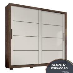 Guarda Roupas Casal 2 Portas de Correr 4 Gavetas Premier Zanzini Jacarandá / Off White Flex