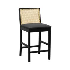 Banqueta Média Pérola Madeira Maciça com Telinha c/ 62cm Altura - Preto