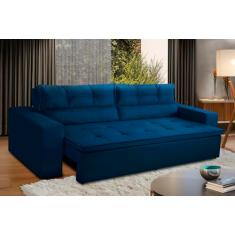 Sofá Retrátil e Reclinável 2 lugares com Molas 1,50m Vegas Suede Azul Adonai Estofados