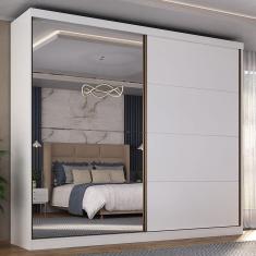 Guarda-Roupa Casal 2 Portas com Espelho Star Mambel Branco