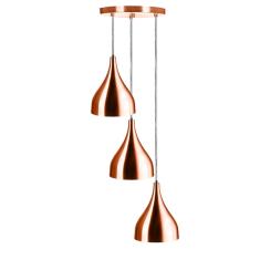 Lustre Pendente Aluminio Gota Triplo 21cm New Cobre