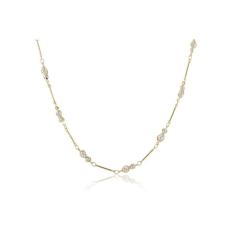 Colar Choker Com Mini Pérolas Na Corrente Folheado Em Ouro 18k [F027]