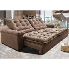 Sofá Retrátil E Reclinável 2,55M Cama Inbox Big Fresh Com Softgel D40 Velupluma Castor