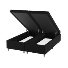 Base Box Bau Queen Size Cairo (43x158x198cm) Preto - Casa Giulia