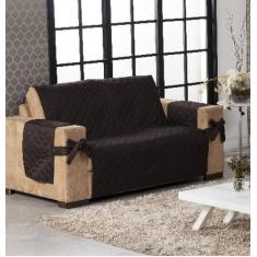 Capa De Sofá 2 Lugares Tabaco Com Laço Porta Objetos Lateral - Beatriz