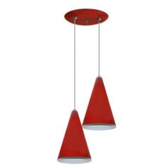 Luminaria Pendente Colorido Duplo Para Sala Quarto Cozinha - Vermelho 