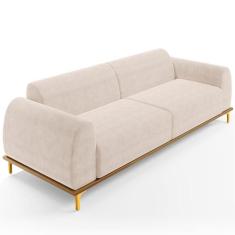 Sofá 04 Lugares Para Sala de Estar Kiev 260 cm D02 Veludo Bege C-309 -
