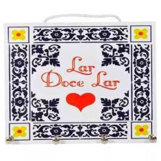 Porta Chaves De Parede Decorativo Em Madeira Lar Doce Lar - Retrofenna