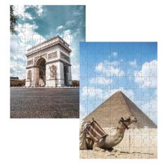 Kit 4 Quebra-Cabeças Cognitivos Viagens Pelo Mundo 60 Peças - Coleção 