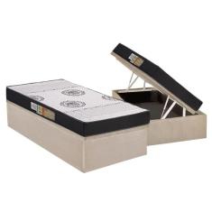 Cama Box Baú Solteiro: Colchão Espuma Polar D28 / EP Orthoface Class + Base CRC Suede Clean(88x188)