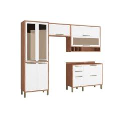 Cozinha Modulada Completa Syrah 4 Peças (2 Armários + 1 Balcão + 1 Paneleiro) Sevilha/branco Ronipa